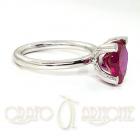 Solitario Argento cuore rosso mm 10